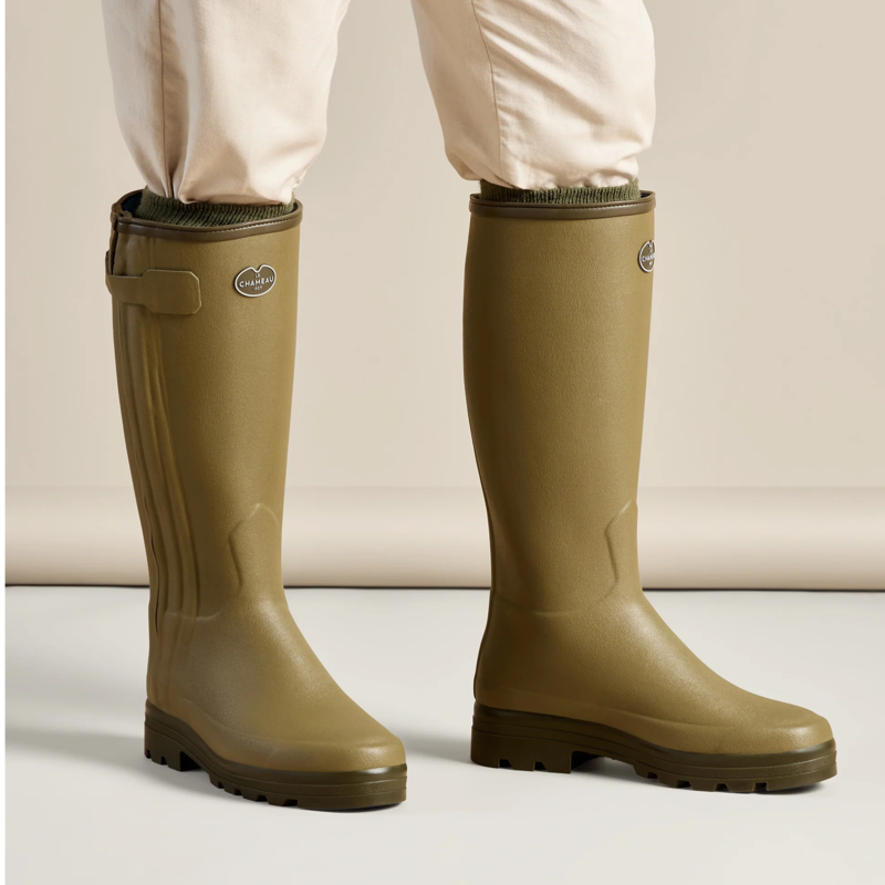 Le Chameau Chasseur Men's Neoprene Lined Zip Wellington Boot in Vert Vierzon-4